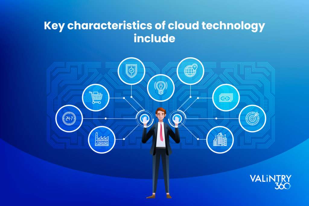 Key characteristics of cloud technology include