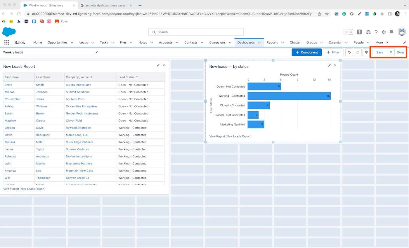 4. Save Your Dashboard: Give your dashboard a name and save it.