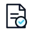 Decorative Line Icon_ Credential document beside a small review symbol