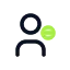 Icon 5_ User availability (admin user silhouette with lime off-availability dot)