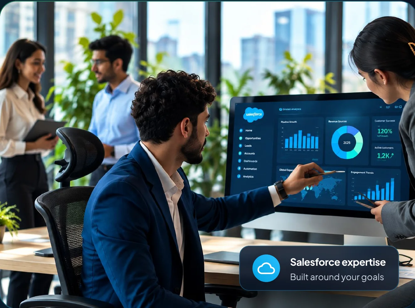 VALiNTRY360 Salesforce consultants reviewing a dashboard